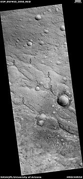 Possible inverted streams, as seen by HiRISE under HiWish program