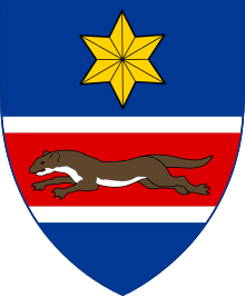 A coat-of-arms, depicting a star and a marten