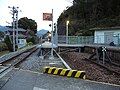 A view of the platform. To the right can be seen the remnants of the siding and old platform which was entered with a switchback.