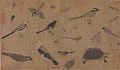 Almanac of birds and beasts, typical example of the Gongbi styles popular during the Song