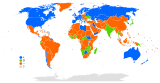 Map of the net migration rate around the world.