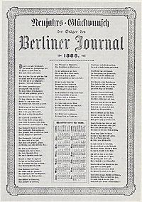 The Berliner Journal broadside for 1888.