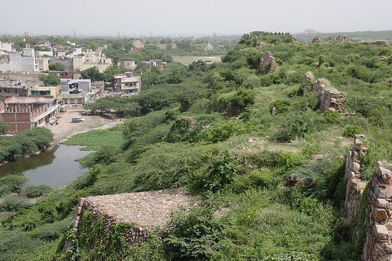 File:Tughluqabad encroaching settlements.JPG