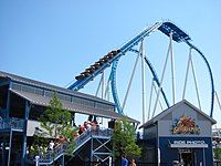 Buildings and roller coaster