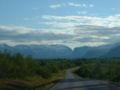 The tarmac road leading into Nikkaluokta