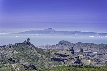 Left to right: El Nublo and Bentayga. On the horizon, the Teide mountain.