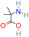 Chemical structure of 2-Aminoisobutyric acid.