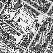 map shows football ground with built-up area on all sides