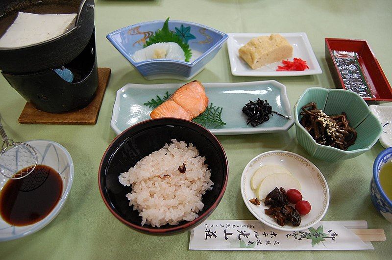 File:Shiriyaki Onsen breakfast.jpg