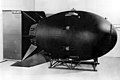 Image 50The first nuclear weapons were gravity bombs, such as this "Fat Man" weapon dropped on Nagasaki, Japan. They were large and could only be delivered by heavy bomber aircraft (from Nuclear weapon)