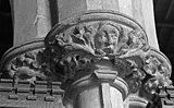 A medieval Green Man (disgorging type) on the capital of a column in an English church in Lincolnshire