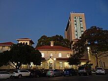 This is a photograph of the Spanish Mission Revival-style Hartley Building of the Adelaide Teachers College and its successor the South Australian College of Advanced Education, now part of the university.