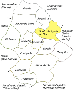 Location of Souto de Aguiar da Beira in Aguiar da Beira Municipality