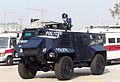 Police Tactical Unit specialised second generation of armoured personnel carrier, Saxon. Now parked inside the Police Tactical Unit Base for exhibition.