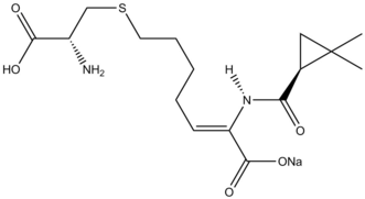 The natural product cilastatin, synthesized via a Simmons-Smith cyclopropanation.