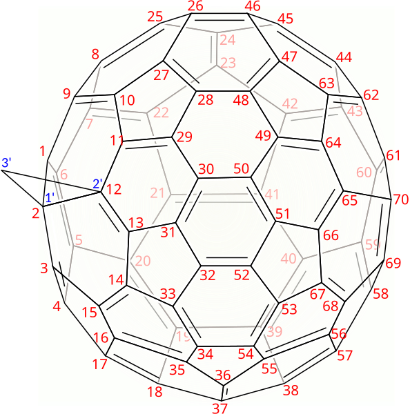 File:Cyclopropa212 C70fullerene-2D-skeletal renumbered.svg