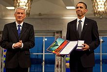 Barack Obama with Thorbjørn Jagland