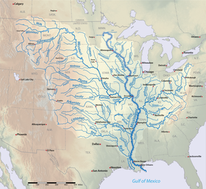 The Mississippi drainage basin includes the two longest main-stem rivers in the U.S. (the Missouri and the Mississippi) as well as 18 more of the rivers on this list.