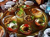 FA large plate of mezes (metzes) in Petra, Jordan