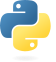 A highly abstracted symbol suggestive of the head ends of two snakes in a double helix viewed head-on, curved clockwise toward the viewer: a blue snake comes in from behind to the left, with head folding back on its body at the top, and a yellow snake comes in from behind to the right and its head folds back on its body at the bottom; the overall silhouette of the symbol forms a rough plus sign, and the eye locations are suggestive of a yin and yang.