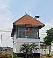 The station's east signal tower in 2022