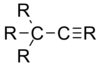 One sp3 and one sp carbon bonded to each other.