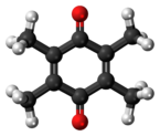 Ball-and-stick model of the duroquinone molecule