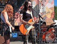 Skating Polly performing in September 2018. From left to right: Kelli Mayo, Peyton Bighorse, and Kurtis Mayo.