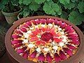 Floral rangoli on water