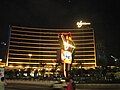 Wynn Hotel and Casino, Macau, at night.