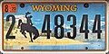 2020 Wyoming license plate featuring Squaretop Mountain with Green River Lakes