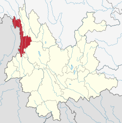 Location of Nujiang Prefecture in Yunnan