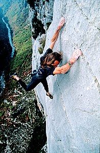 Free solo climbing in the Verdon Gorge