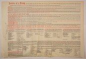 A large piece of parchment paper with detailed, small text of the treaty.