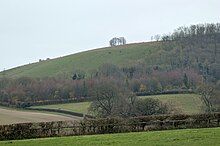 Watership Down, western edge, viewed from the north west, in Hampshire, England. December 2024.