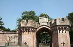 The remaining gateways of the old 'Magazine' with their adjoining buildings.