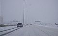 Winter conditions on Highway 401 in Toronto due to a snowsquall.