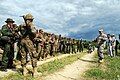 An officer from the Vermont Army National Guard provides After Action Reporting comments to American, Armenian, Belarusian and Macedonian soldiers at the Krivolak Training Area in the Republic of Macedonia.