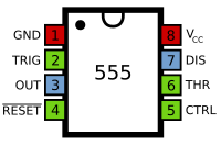 Pinout of 555 single timer[1][2]