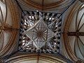 The largest church tower in England is carried on four arches.