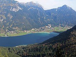 The village of Maurach on the shores of Achensee lake