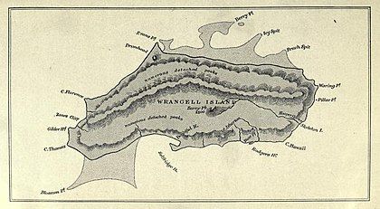 Hand-drawn map from which the island's fish-like shape is evident. Interior geographical features (mountains, rivers) are marked, together will all the named capes and deadlands around the shores.