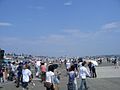 A wide angle shot of the flightline on Yokota Air Base.