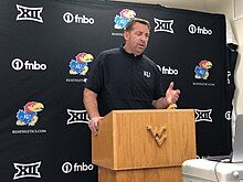 Joshua Eargle as the Interim Head Football Coach for the Kansas Jayhawks in his post game press conference following the Kansas vs. West Virginia Game October 17, 2020.