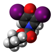 Space-filling model of propyliodone