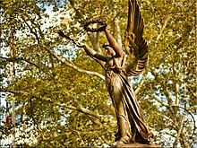 The Soldiers and Sailors Monument (1896) is dedicated to Union soldiers and sailors who died during the American Civil War. It is marked 1861–1865. It is located at Major Mark Park on Hillside Avenue (NY 25) at 176th Street.[22]