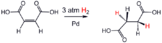 Hydrogenation of maleic acid to succinic acid.[17]