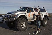 Ford F-350 modified for driving on snow in Iceland.