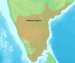 The Vijayanagara Empire in 1485, tributaries not shown