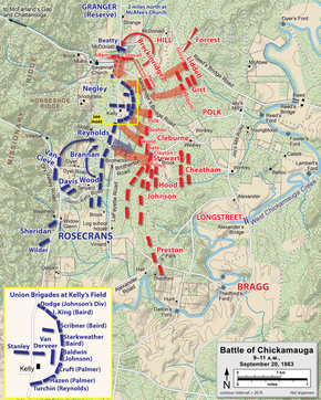 Map is labeled Battle of Chickamauga, 20 Sept. 1863, 9–11 am.